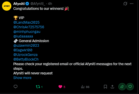 CT_Nganggur's tweet photo. 🎉 Won a General Admission ticket to Blockchain Futurist Toronto thanks to @Afyniti_! 🎉
Unfortunately I can't travel from Indonesia.
If you're attending the event, my DMs are open. 🙌
my telegram : https://t.co/tQmvsUOvsn
#BlockchainFuturist #Toronto #Web3 #CryptoConference https://t.co/Z7CW9q6kXJ