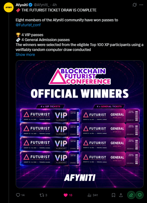 CT_Nganggur's tweet photo. 🎉 Won a General Admission ticket to Blockchain Futurist Toronto thanks to @Afyniti_! 🎉
Unfortunately I can't travel from Indonesia.
If you're attending the event, my DMs are open. 🙌
my telegram : https://t.co/tQmvsUOvsn
#BlockchainFuturist #Toronto #Web3 #CryptoConference https://t.co/Z7CW9q6kXJ