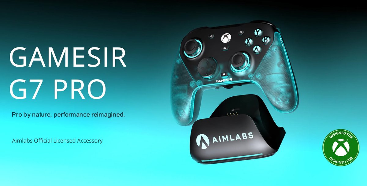 Goclecd's tweet photo. GameSir lance la manette d'esports G7 Pro Aimlabs Edition ! 

🥊 La première manette officielle Xbox équipée de sticks TMR et de gâchettes à butée cliquable. 

 #GameSirG7Pro #Aimlabs #XboxController https://t.co/OnItR19rVR