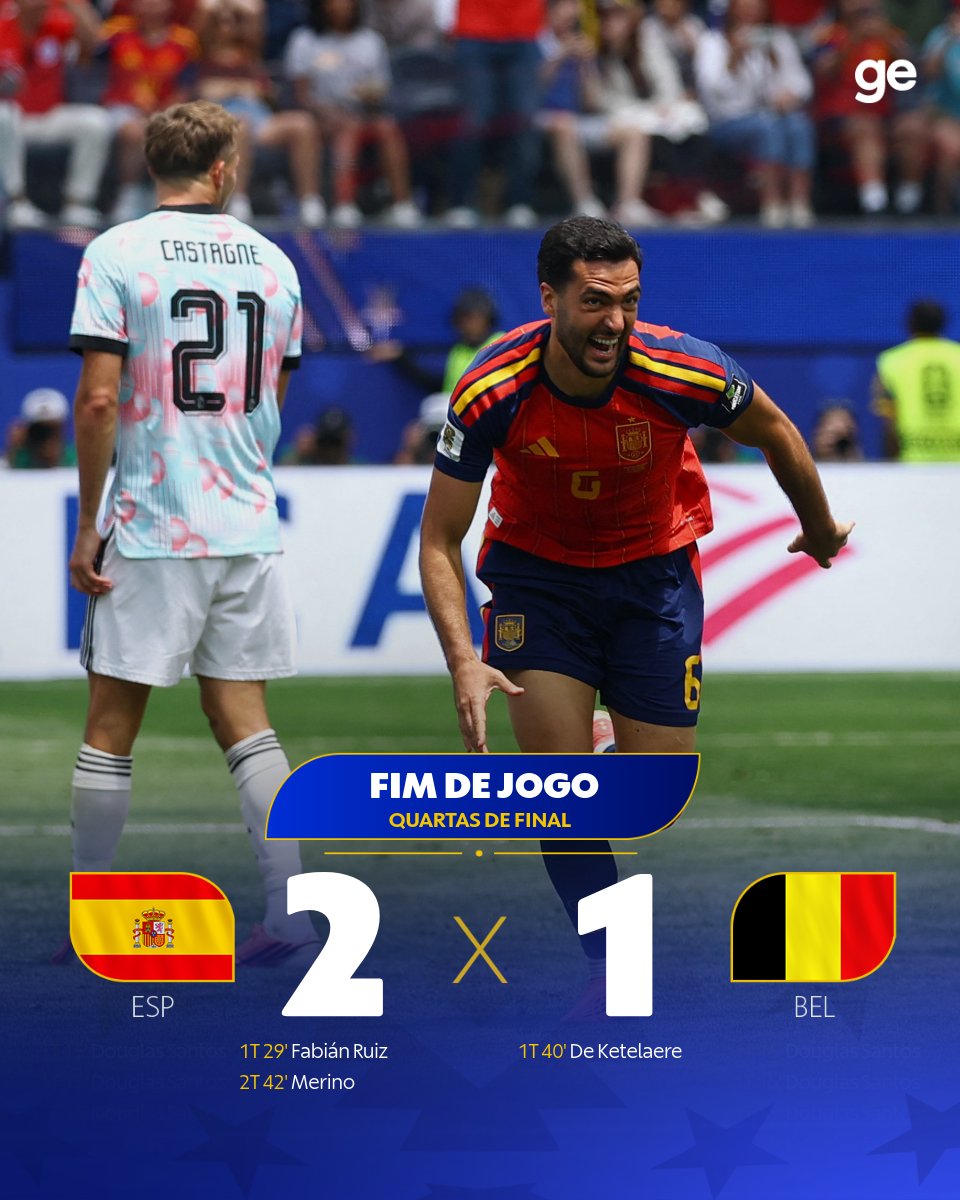 geglobo's tweet photo. Merino decide de novo, Espanha elimina a Bélgica e vai pegar a França na semifinal da Copa ➡️ https://t.co/yxrHPKAQEh

#CopaNaGlobo #ge2026 #futebol #espanha #belgica #fimdejogo

📷 Reuters https://t.co/KoFt1N3pDo