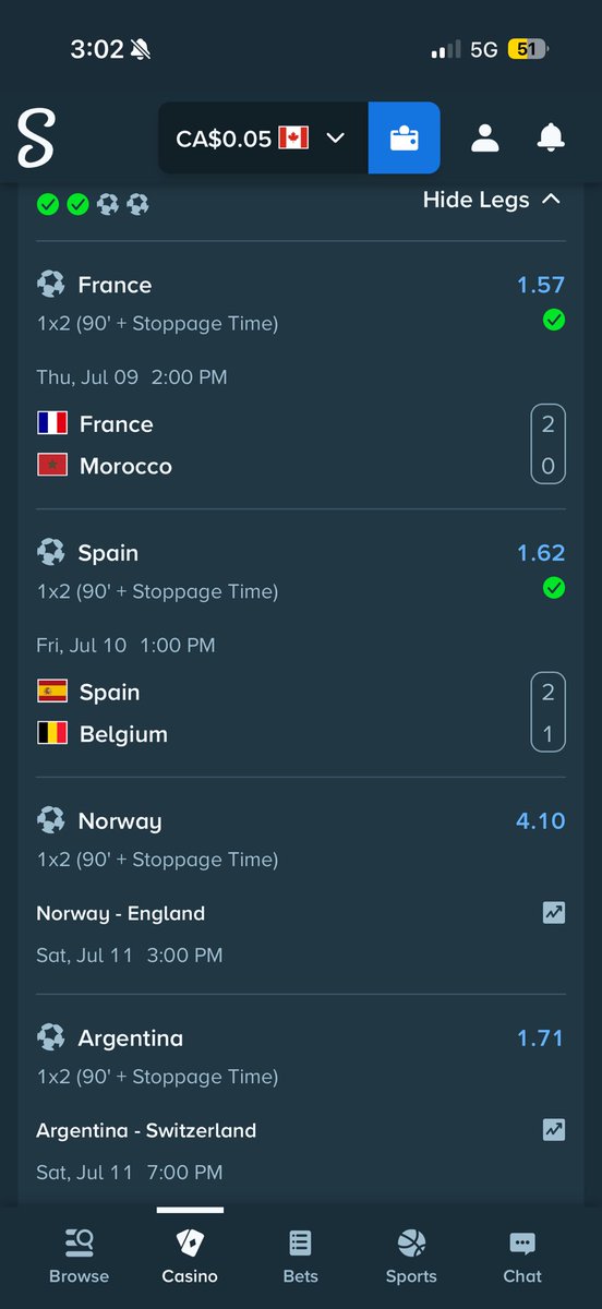 Stakinq's tweet photo. ✅✅💎💎 

Will These Next 2 Hit❓
Norway To Defeat England
Argentina To Defeat Swizterland

Could Cashout And Run My Luck On Originals 🚀

#Stake #Feed #Worldcup #Spain #Belgium #Norway #England #Argentina #Switzerland https://t.co/O6GvGIyrmP