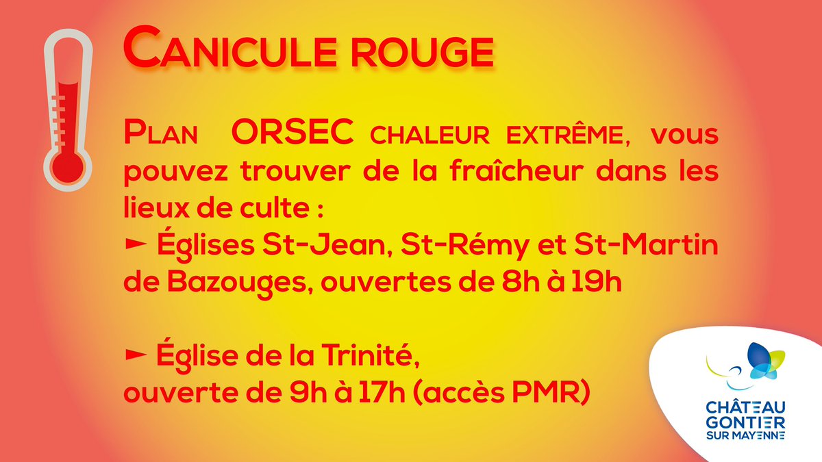TyphDavid's tweet photo. Dans le cadre du déclenchement du #planOrsec chaleurs extrêmes, les habitants peuvent trouver de la fraîcheur dans les lieux de culte ouverts à tous librement
👉 https://t.co/9aUSMmpOyF https://t.co/XlNoJOGvzW
