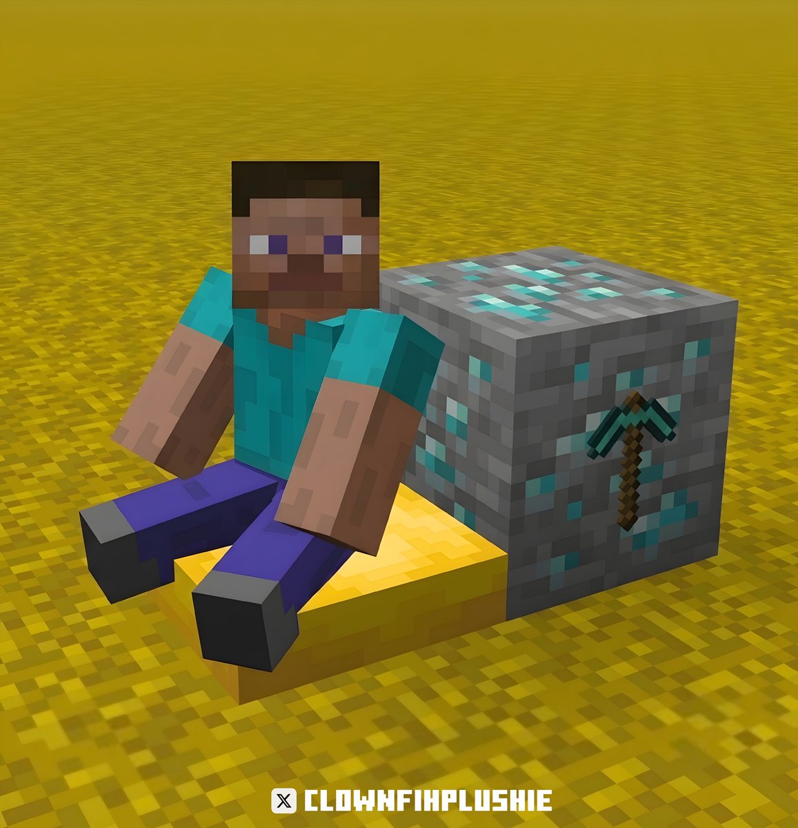 CartoonsOTMoon's tweet photo. Después de 17 años, ya se puede recrear en Minecraft el icónico wallpaper de Steve. https://t.co/KeVchi16gV