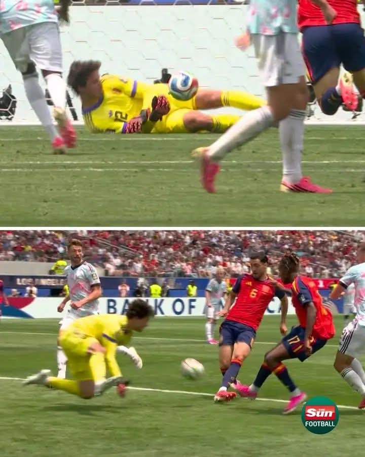 georgediano's tweet photo. Man United goalkeeper sends Belgium🇧🇪 home while Arsenal's Mikel Merino sends spain🇪🇸 to the semis. https://t.co/wEawbzozCA