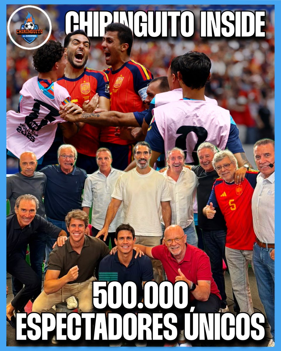 elchiringuitotv's tweet photo. 🤯 MEDIO MILLÓN DE ESPECTADORES 🤯

👏🇪🇸 ¡Brutal #ChiringuitoInside del España-Bélgica para meternos en semifinales! https://t.co/fPfASOca8M