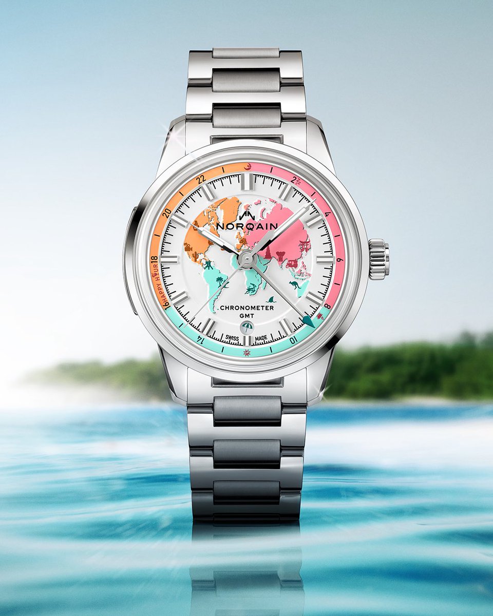tiempoderelojes's tweet photo. ¿Y si tu próximo reloj también fuera un boleto a las Maldivas? NORQAIN presenta el Freedom GMT Enjoy Life “Holiday”, una edición limitada de 500 piezas con un colorido mapa del mundo en la carátula, función GMT y un sorprendente secreto: uno de sus propietarios encontrará un Billete Dorado que le dará acceso a una escapada para dos personas al exclusivo Ayada Maldives. 

#TiempoDeRelojes #norqainer