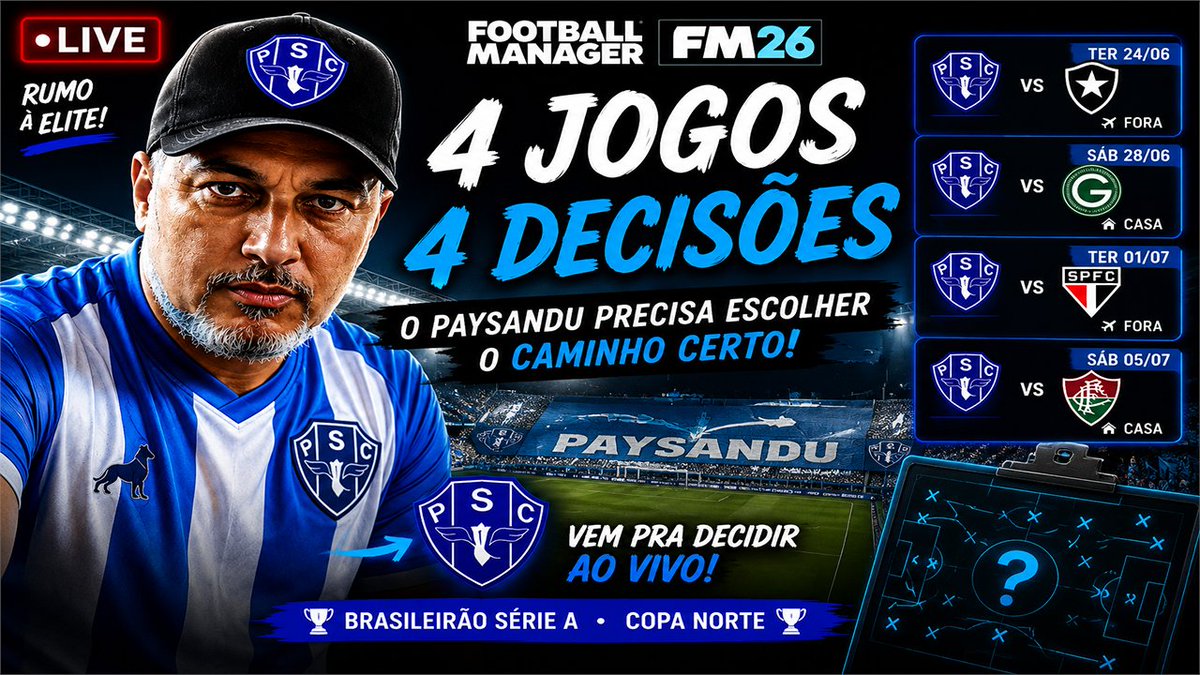mmagnun's tweet photo. A NOVA TÁTICA VAI SOBREVIVER AOS JOGOS MAIS DIFÍCEIS? 😰 | FM26 PAYSANDU 🔴https://t.co/atqqeiLAiP🟣https://t.co/VhfqP0hsca🟢https://t.co/tr8YpLo6fx @FootballManager @Paysandu @PaysanduNews https://t.co/bRm1WUtCLg