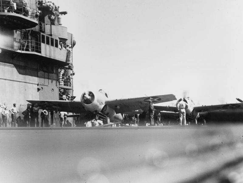 Destroye83's tweet photo. American Grumman F4F-3 Wildcat fighters of Fighting Squadron 6 (VF-6) prepare to take off from the aircraft carrier USS Enterprise (CV-6) for a raid on Wake Island. February 24, 1942 https://t.co/x9ultJFTMr