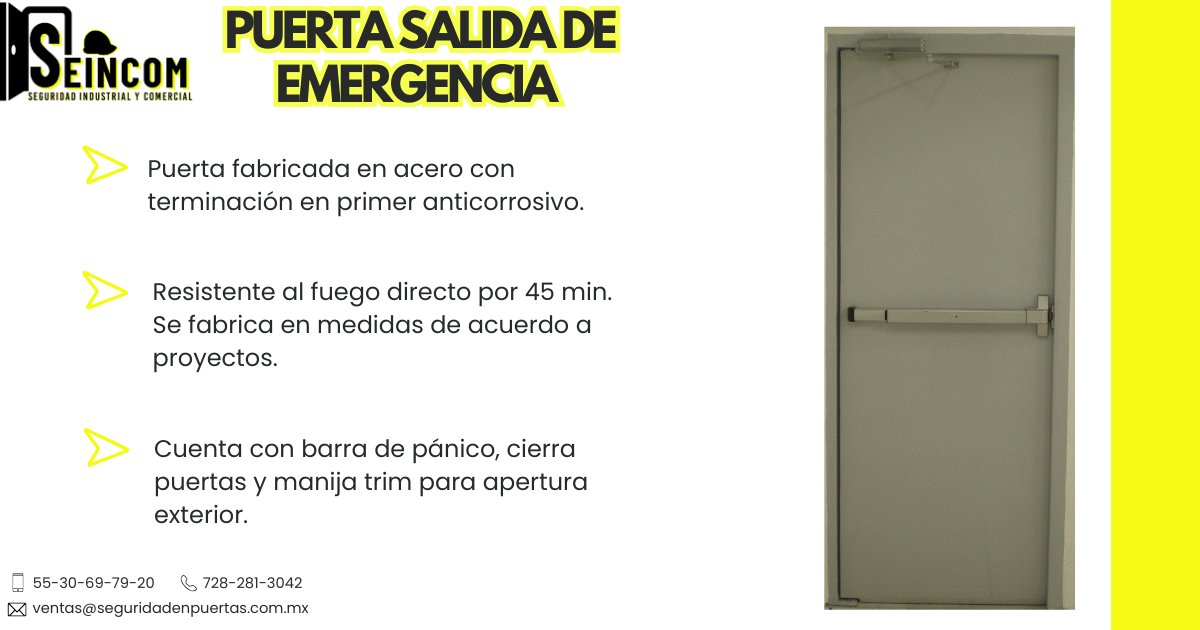 SEINCOM_Mex's tweet photo. PUERTA DE SALIDA DE EMERGENCIA 45 MIN
La seguridad de tu empresa merece soluciones profesionales
En SEINCOM fabricamos puertas de salida de emergencia resistentes, funcionales y listas para proteger lo más valioso
✔ Diseño personalizado.
✔ Materiales de alta calidad. https://t.co/wON1JErnBx