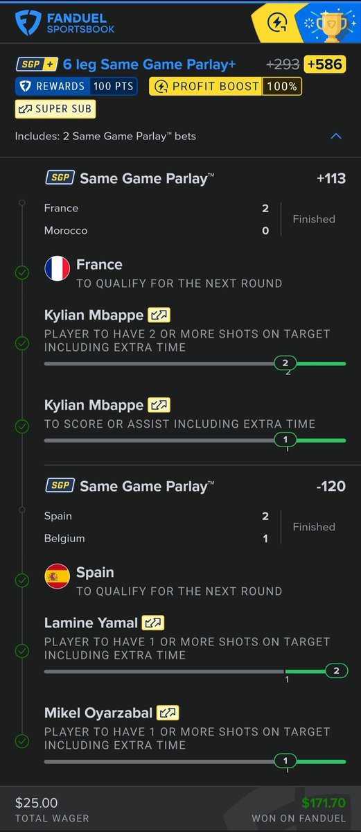 Lemonpie567's tweet photo. Day 1 ✅️
25 to 20k challenge 
+586 CASHED
$25 to $171

SOT props > chasing random goals.
We move.

Will be back for more tomorrow 

#SportsBetting #SoccerBets #WorldCup #FanDuel #GamblingTwitter https://t.co/Hg30shpFPB