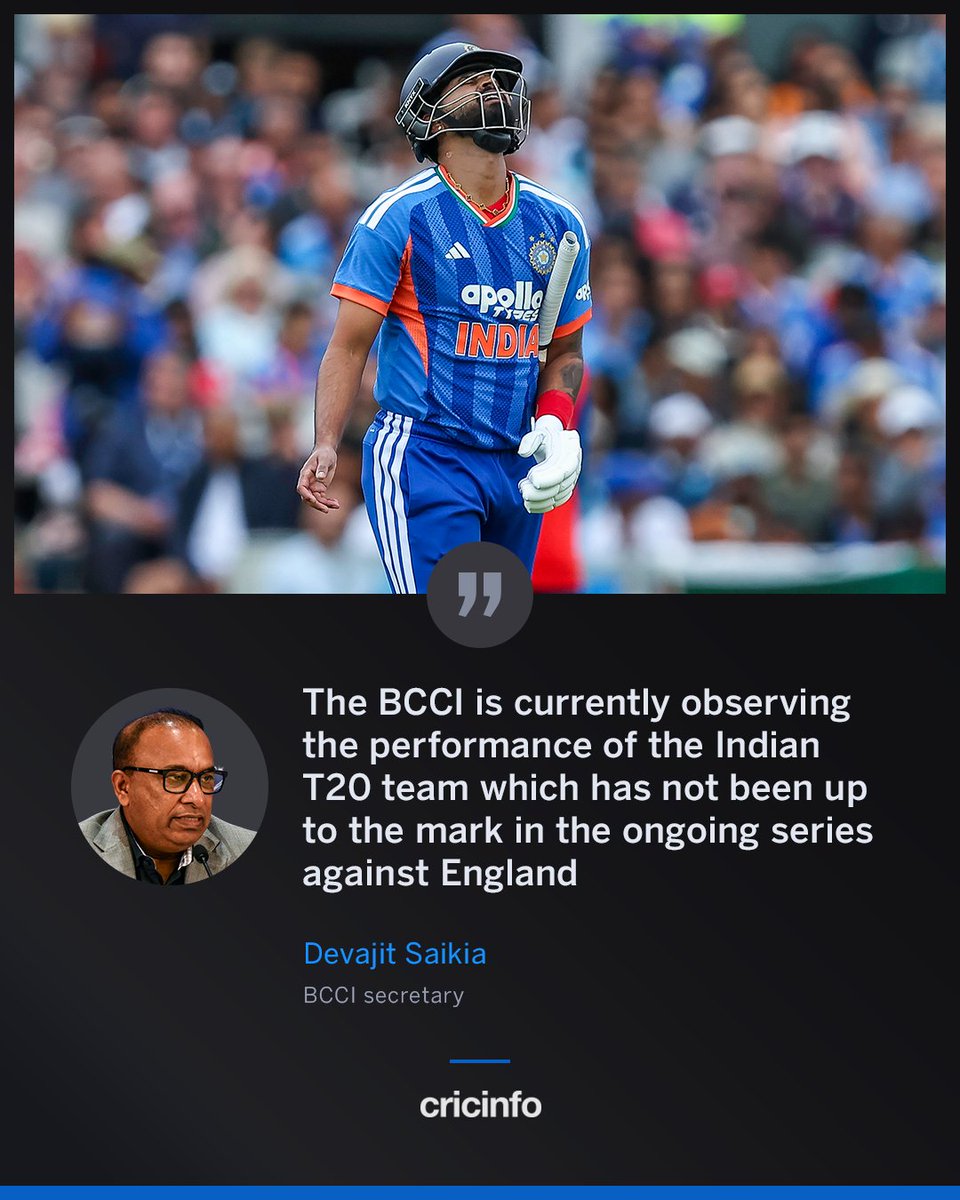 cricinfo's tweet photo. BCCI to review India's 'bad phase' in T20Is after England tour 🗒️ https://t.co/5NiHjguatZ