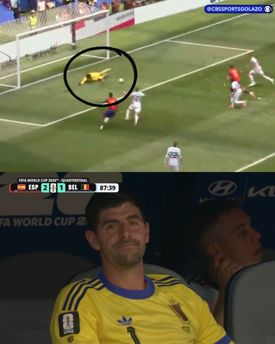 SiaranBolaLive's tweet photo. Best Camera Moment!! Saat Senne Lammens mrucut dan berujung gol Mikel Merino, Camera langsung menyorot Courtois yang ada di bench. https://t.co/fPqogMiSfB