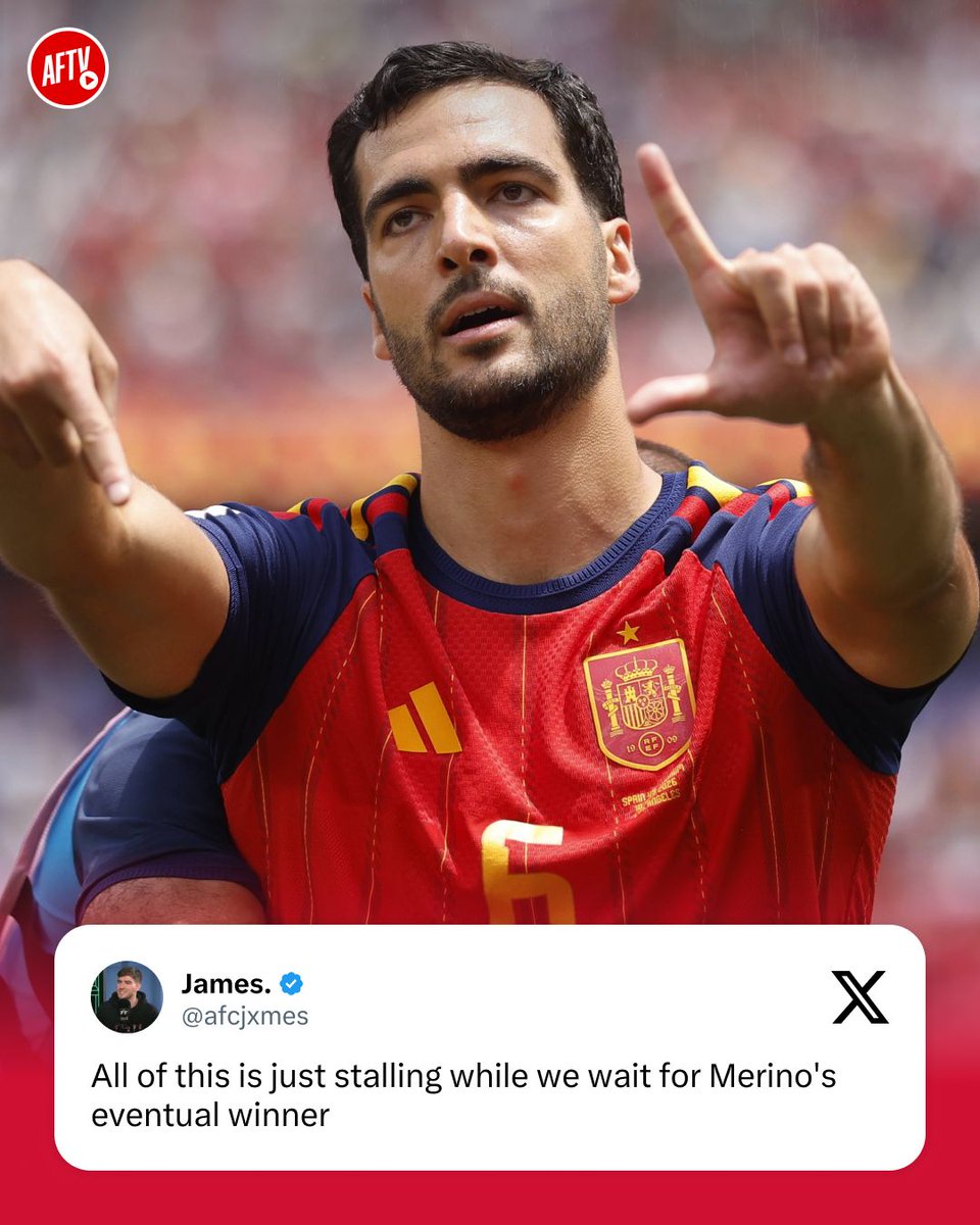 AFTVMedia's tweet photo. The moment Mikel Merino stepped onto the pitch, Arsenal fans already knew he was the man to finish the job! 😉🔥 https://t.co/bC55hYlNkp