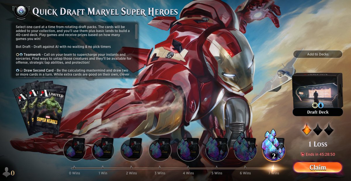 ValiciousMTG's tweet photo. First draft with Marvel. UW is kinda cracked u'all. UG seems decent as well, lots of ways to abuse cards that reward you for putting +/+1 counters on your creatures. https://t.co/xajPF8dRjQ