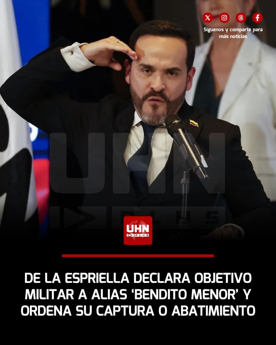 UHN_Plus's tweet photo. 🇨🇴‼️ | El Presidente Electo de Colombia, Abelardo De La Espriella, declaró como objetivo militar de alto valor a Naín Andrés Pérez Toncel, alias ‘Bendito Menor’, presunto cabecilla de las Autodefensas Unidas de la Sierra Nevada (‘Los Pachenca’). El futuro mandatario instruyó al Ministro de Defensa designado, el general Jorge Mora López, preparar las operaciones necesarias para capturar o "dar de baja" al criminal en caso de resistencia.