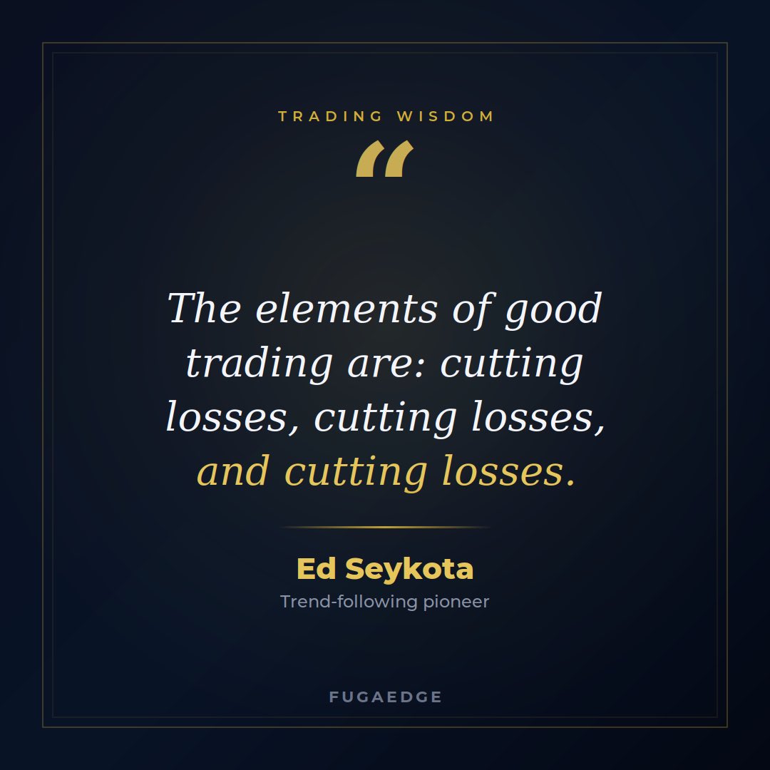 fugaedge's tweet photo. Ed Seykota: "The elements of good trading are: cutting losses, cutting losses, and cutting losses."
He said it three times on purpose. Protect the downside — the upside takes care of itself.
#buildinpublic #daytrading https://t.co/NyUTPjVcDE