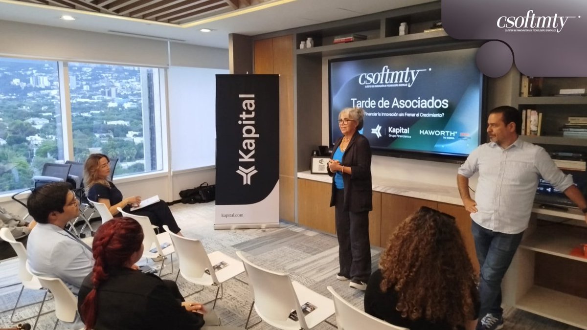 Csoftmty's tweet photo. Así vivimos la #TardeDeAsociados del #Csoftmty.
Gracias a Carolina Silva, Directora de Sucursal Monterrey de Kapital Grupo Financiero, por la charla "¿Cómo Financiar la Innovación sin Frenar el Crecimiento?".
Y gracias a Haworth by papsa por recibirnos en sus instalaciones. 🚀 https://t.co/Hr8Ko7C0Mn