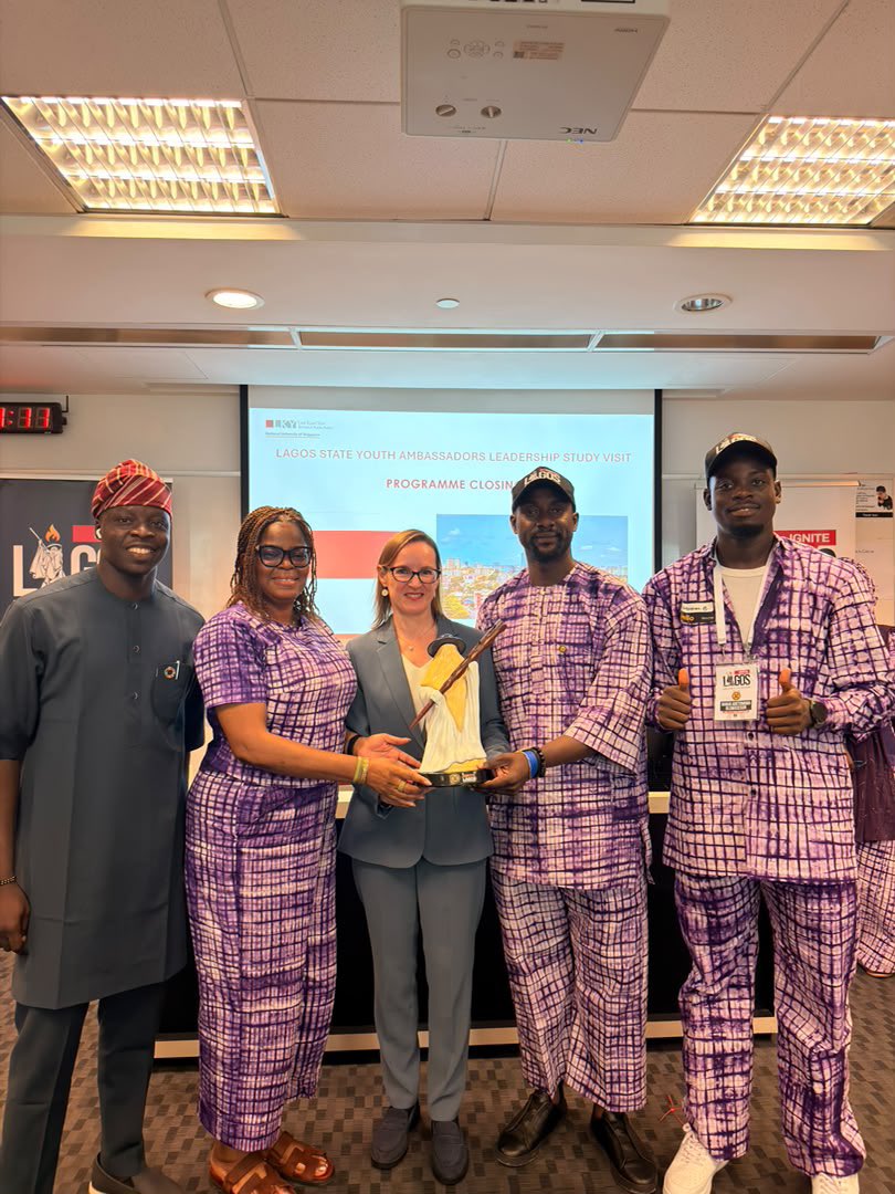 followlasg's tweet photo. LAGOS YOUTH AMBASSADORS GRADUATE FROM LEADERSHIP STUDY TOUR AT LEE KUAN YEW SCHOOL, SINGAPORE

The Lagos State Government has reaffirmed its commitment to nurturing visionary, innovative and globally competitive young leaders as participants of the 2026 Ibile Youth Academy Study Tour successfully completed their leadership development programme at the prestigious Lee Kuan Yew School of Public Policy, National University of Singapore (NUS).

The graduation ceremony marked the culmination of an intensive learning experience that exposed the Lagos State Youth Ambassadors to global best practices in leadership, public policy, governance, project management, civic engagement, innovation and sustainable development. 

The programme was designed to strengthen the capacity of young leaders to drive positive change and contribute meaningfully to the continued growth and development of Lagos State.

Speaking at the graduation ceremony, the Honourable Commissioner for Youth and Social Development, Mr. Mobolaji Ogunlende, congratulated the participants on the successful completion of the programme, describing the achievement as a significant milestone in their leadership journey. 

He urged the ambassadors to deploy the knowledge, skills and global perspectives acquired during the study tour to initiate impactful projects, inspire their peers and contribute to the development of their respective communities.

Also speaking, the Permanent Secretary, Lagos State Ministry of Youth and Social Development, Mrs. Toyin Oke-Osanyintolu, commended the participants for their discipline, commitment and exemplary conduct throughout the programme. She noted that the study tour underscores the State Government's deliberate investment in youth empowerment and leadership development, adding that the graduates are expected to become catalysts for innovation, good governance and sustainable development across Lagos State.
 
She reiterated that the initiative aligns with the THEMES+ Agenda of the Sanwo-Olu administration, which places youth empowerment, human capital development and inclusive governance at the forefront of sustainable development in Lagos State.

The Permanent Secretary further disclosed  that the Ibile Youth Academy Study Tour is one of the strategic initiatives of the Lagos State Ministry of Youth and Social Development aimed at exposing young leaders to world-class learning opportunities, fostering global partnerships and equipping them with the competencies required to excel in leadership and public service.

The graduation ceremony was attended by the Adjunct Assistant Professor (Executive Education), Lee Kuan Yew School of Public Policy, National University of Singapore, Prof. Caroline Brassard; Partnership and Government Relations Lead, Mr. Julius Ilori; a representative of Learner Corner; Lagos State Youth Ambassador, Mr. Banjo Oluwasegun, and other distinguished guests and participants.

The successful completion of the programme further reflects the unwavering commitment of the Governor of Lagos State, Mr. Babajide Olusola Sanwo-Olu, and the Deputy Governor, Dr. Kadri Obafemi Hamzat, to building a generation of responsible, innovative and transformational leaders through strategic investments in youth development. 

@jidesanwoolu @drobafemihamzat @Mo_ogunlende @gbenga_omo @gboyegaakosile @LanreBajulaiye @BarrBimbola @Mr_JAGs @Riddwane
#AGreaterLagosRising 
#LASG