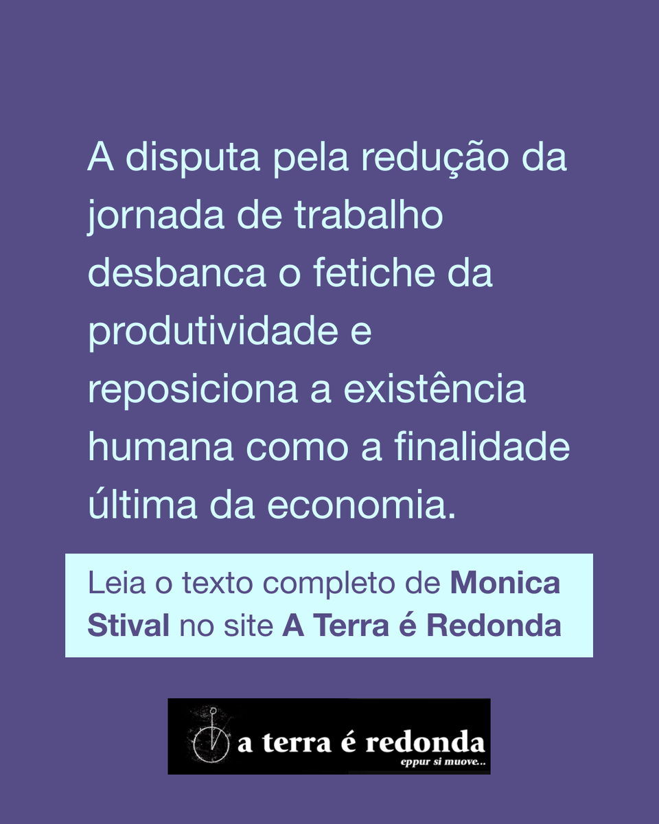 Aterraredonda1's tweet photo. Vida além da produção
Por Monica Stival

A disputa pela redução da jornada de trabalho desbanca o fetiche da produtividade e reposiciona a existência humana como a finalidade última da economia.

https://t.co/EtEP8E3bz5

#aterraéredonda #MonicaStival https://t.co/nqvMFND7kO