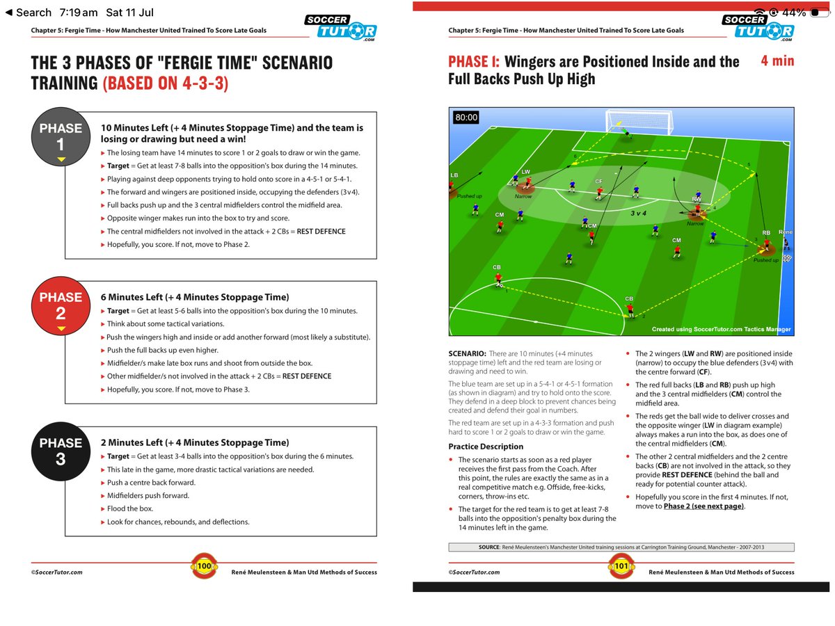 ThomasCryan's tweet photo. Many people don't realise that Fergie time was something that Man United under Alex Ferguson specifically trained for. Rafa Benitez also speaks about using scenario-based training. 

Don't need to have separate coach, just a focus in training so players understand what to do. https://t.co/MTHywU4FKw