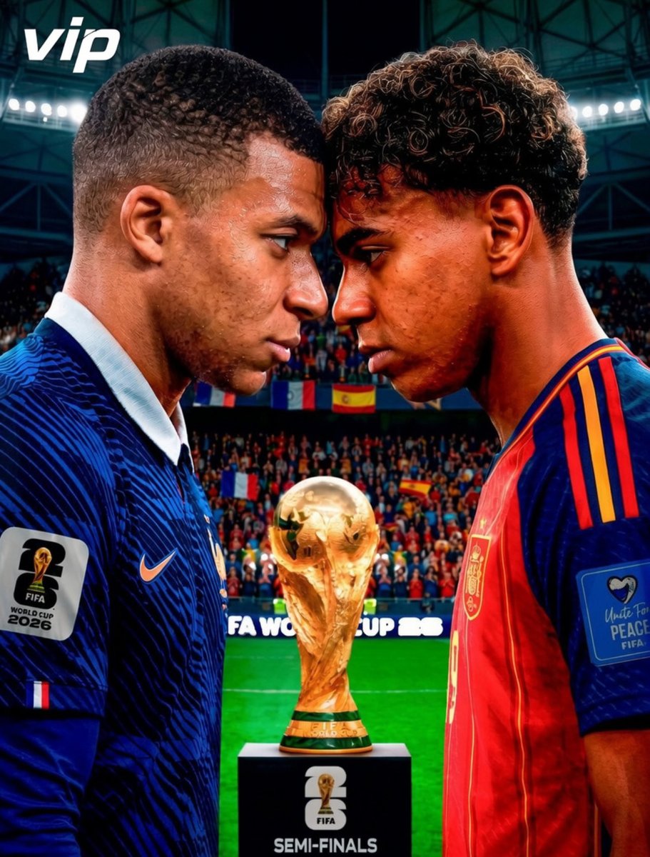 VIPnewssss's tweet photo. 🚨 𝐎𝐅𝐅𝐈𝐂𝐈𝐀𝐋: 𝐅𝐑𝐀𝐍𝐂𝐄 🇫🇷 𝐕𝐒 🇪🇸 𝐒𝐏𝐀𝐈𝐍 𝐈𝐍 𝐓𝐇𝐄 𝐒𝐄𝐌𝐈-𝐅𝐈𝐍𝐀𝐋𝐒 𝐎𝐅 𝐓𝐇𝐄 𝟐𝟎𝟐𝟔 𝐖𝐎𝐑𝐋𝐃 𝐂𝐔𝐏 🍿 https://t.co/Yf10SDjDGa