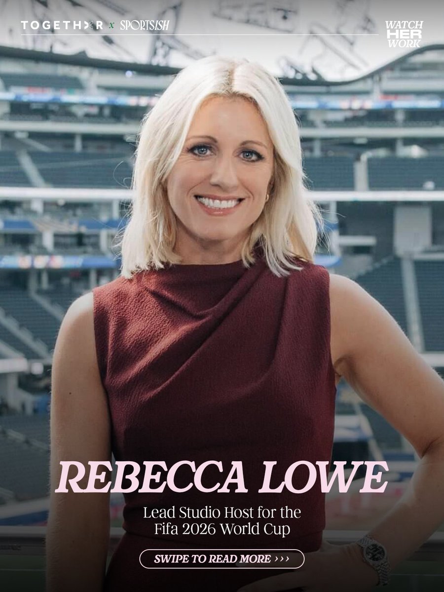 togethxr's tweet photo. If you've been watching the FIFA World Cup this summer, you've definitely heard this iconic voice. Get to know the woman behind the mic: @TheRebeccaLoweποΈ
Welcome to #WatchHerWork β a weekly series from @togethxr x @thesportsish spotlighting the women working behind the scenes in sports. New spotlight every Friday β¨π