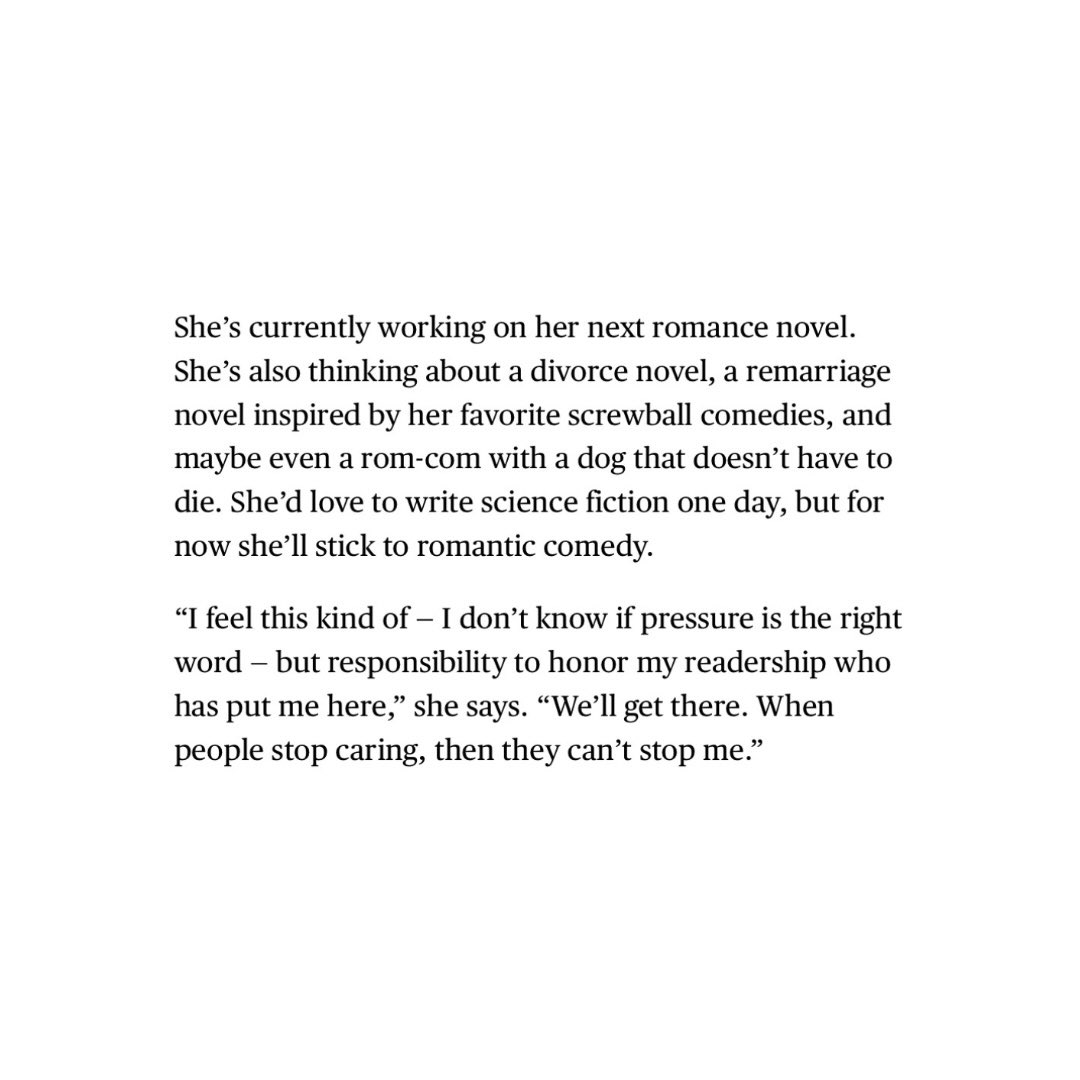 emilyhenryverse's tweet photo. Emily Henry shares she is thinking about writing a divorce novel, a remarriage novel inspired by her favorite screwball comedies, a rom-com with a dog that doesn’t have to die and science fiction one day. https://t.co/yYG9NGI5Ng
