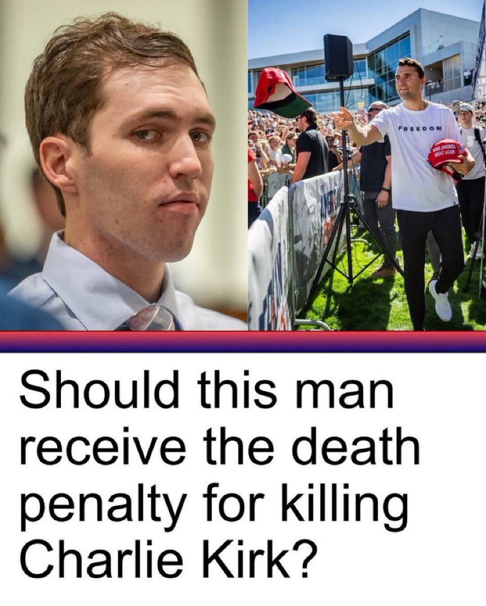 ShanonLee_A's tweet photo. Do you think this young guy deserves the death penalty for killing Charlie Kirk?

🅰️. YES
🅱️. NO https://t.co/QEUEcrRkZ5