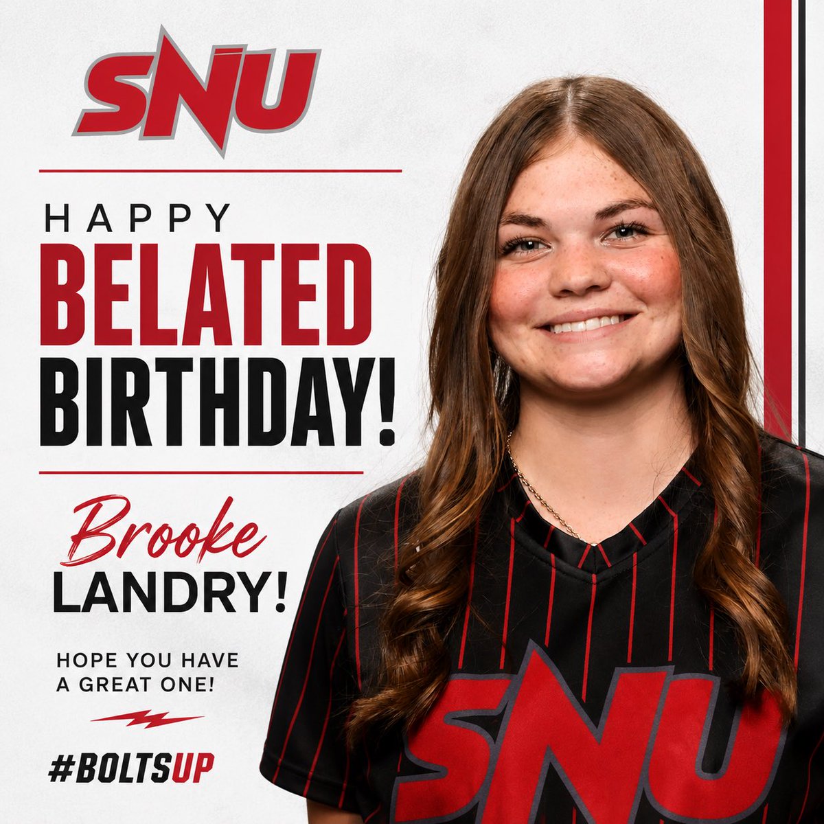SNUSoftball's tweet photo. Happy Birthday To our very own Brooke Landry! Hope you had a great day! #boltsup https://t.co/Q41QwPyGFa