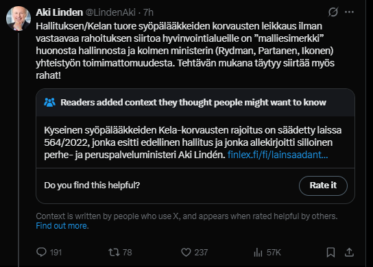 gothammer's tweet photo. Gotta love them community notes 😂 #demarit #samasuunta #kaikenvoitehdäreilummin https://t.co/tlZKjL410N