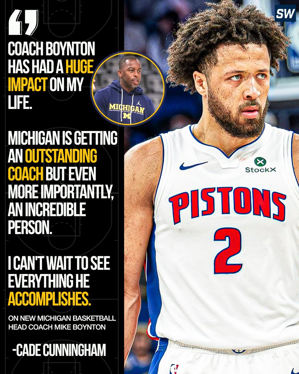swankywolverine's tweet photo. Strong praise for new non-interim Michigan Basketball Head Coach Mike Boynton from Cade Cunningham https://t.co/KEofA3ABrG