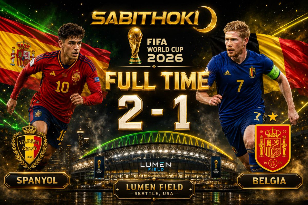 sabithoki88's tweet photo. Hasil pertandingan bola 
🇪🇸 SPANYOL vs BELGIA 🇧🇪 (2 - 1)
#hasilpertandinganbola #spanyolvsbelgia #spanyol #hasilbolamalamini #pialadunia #sabithoki https://t.co/s7uaqwnGoI