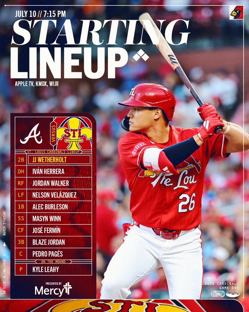 Cardinals's tweet photo. JJ leads off on @AppleTV tonight! 🍎 https://t.co/ieT3zyazBt