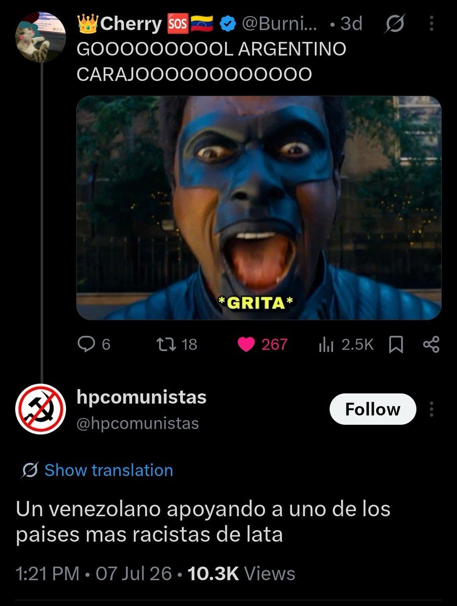 petitcatlady's tweet photo. “No apoyaré a los argentinos porque son xenófobos” *proceden a ser mega xenófobos con los venezolanos porque sí, porque no y porque apoyan a Argentina* https://t.co/unB16UMXOf