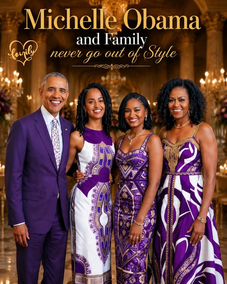 AuthorJoeNBrown's tweet photo. Michelle Obama and her family never goes out of STYLE. Presidential respected leaders never goes out of style 💜💟💜. https://t.co/UP50pqQTdC
