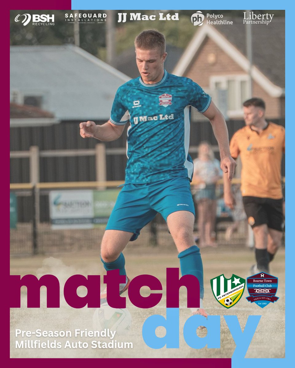 BourneTownFC's tweet photo. 𝐏𝐫𝐞-𝐒𝐞𝐚𝐬𝐨𝐧 𝐢𝐧 𝐏𝐄𝟏

🆚 FC Peterborough (A)
🏟️ Millfields Autoparts Stadium
⏰ 15:00KO https://t.co/lAyNJ4QPyl