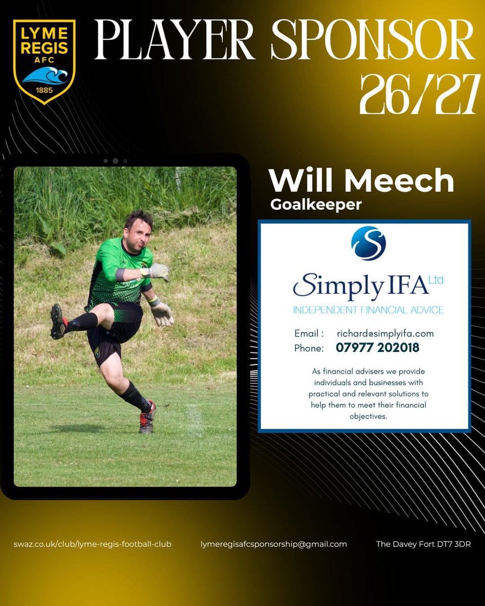 LymeRegisFC's tweet photo. First player sponsorship for the season is in. As always we appreciate your ongoing support of the Seasiders 🌊💛 https://t.co/f3tYUigi1E