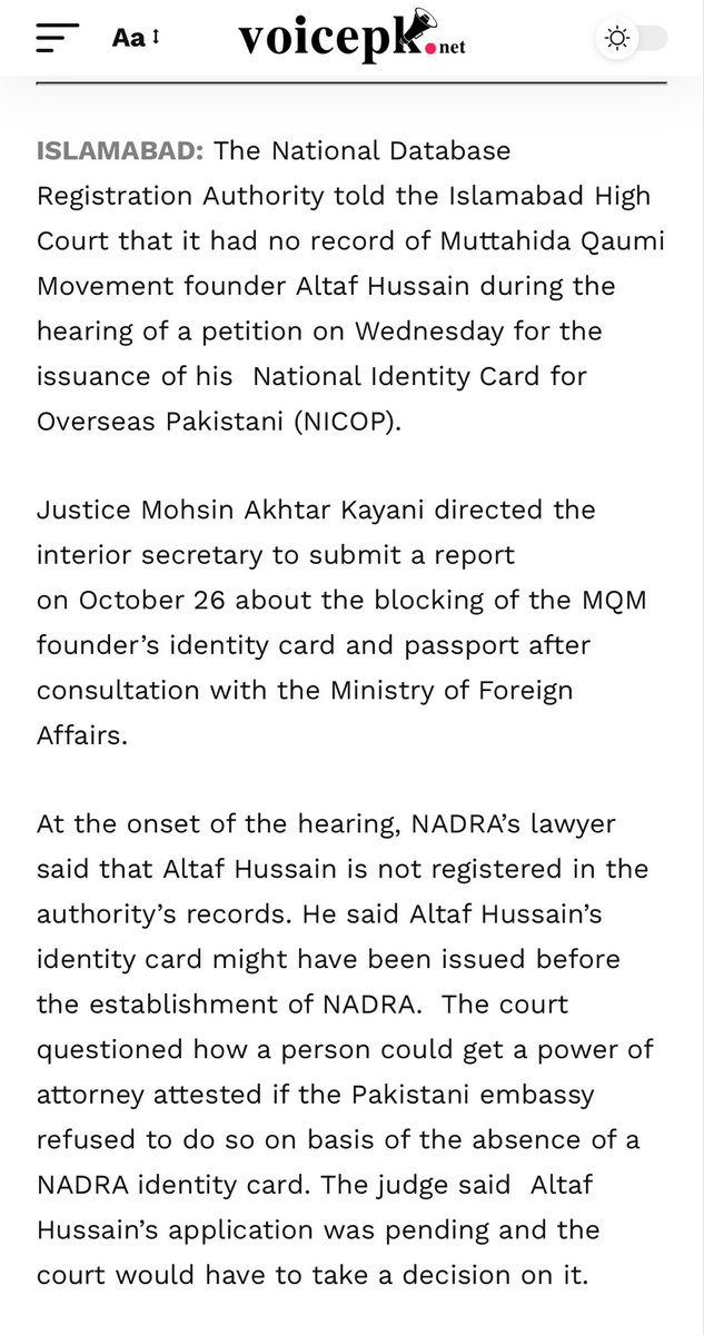 mastmalang09's tweet photo. @SouthAsiaIndex what a dumb thing to say as Altaf hussain himself is asking for a NICOP and CNIC from authorities since 2014. The latest petition in 2022 was filed and NADRA told the IHC that there is no record of AH being a Pakistani citizen. https://t.co/BEMZBqTG9f
