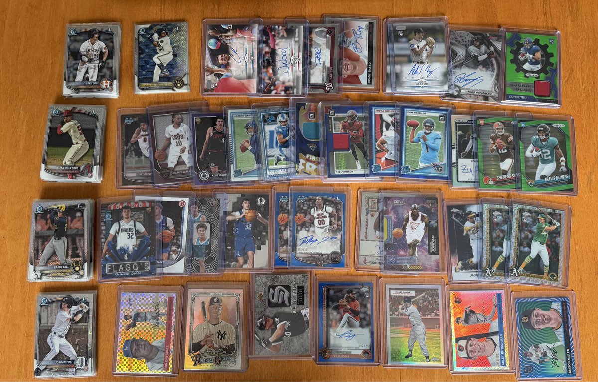 matt4486's tweet photo. Bunch of 2025 Bowman Mega &amp; Lots of good misc. stuff including Copper Flagg Michael Jordan Judge Kurtz Dart Skattebo &amp; more all for sale on @buysportscards under comps. Check us out here: https://t.co/7ZK2AnGHZf https://t.co/MM002XSTFP