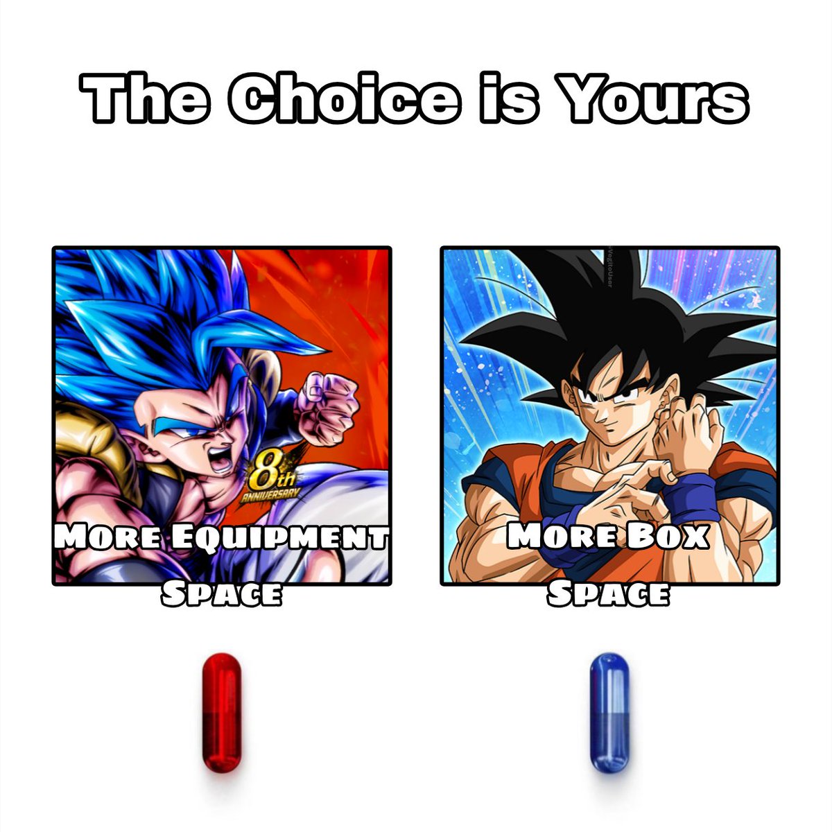 VegitoUser's tweet photo. 🔴Red Pill or 🔵 Blue Pill 

#dokkanbattle #DBLegends https://t.co/bdb6iFehlI