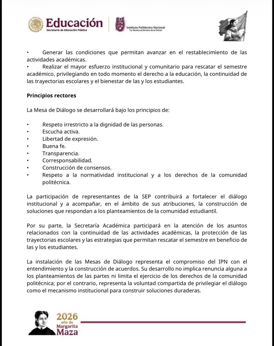 IPN_MX's tweet photo. #IPNInforma | La @SEP_mx, la @SecretariaIPN y la @AcademicaIPN convocan a la comunidad estudiantil de las unidades académicas en suspensión de actividades del #IPN a participar el próximo martes en la instalación de las Mesas de Diálogo, un espacio para la construcción de acuerdos.