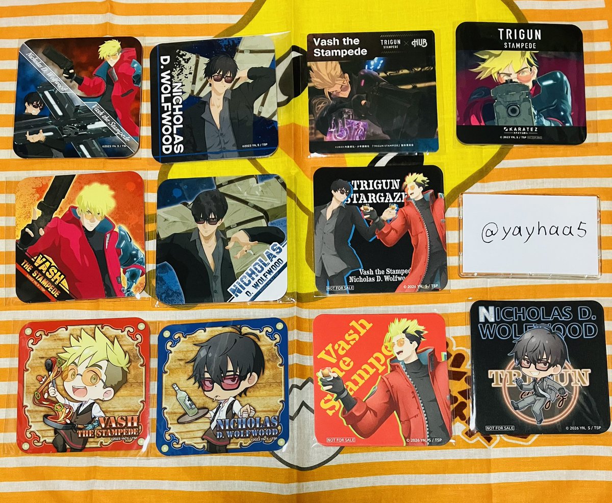 yayhaa5's tweet photo. 【交換】TRIGUN トライガン マキシマム コースター カフェ

譲:6巻、7巻、11巻、12巻、13巻、他過去コラボコースター(中外、カラ鉄、HUB)
求:2巻、4巻、5巻

画像2枚目と表紙絵7巻11巻は1:2可。
他表紙絵は1:1。
都内手渡し、郵送交換可能。

検索からでもお気軽にどうぞ。 https://t.co/kf60oUzFlm