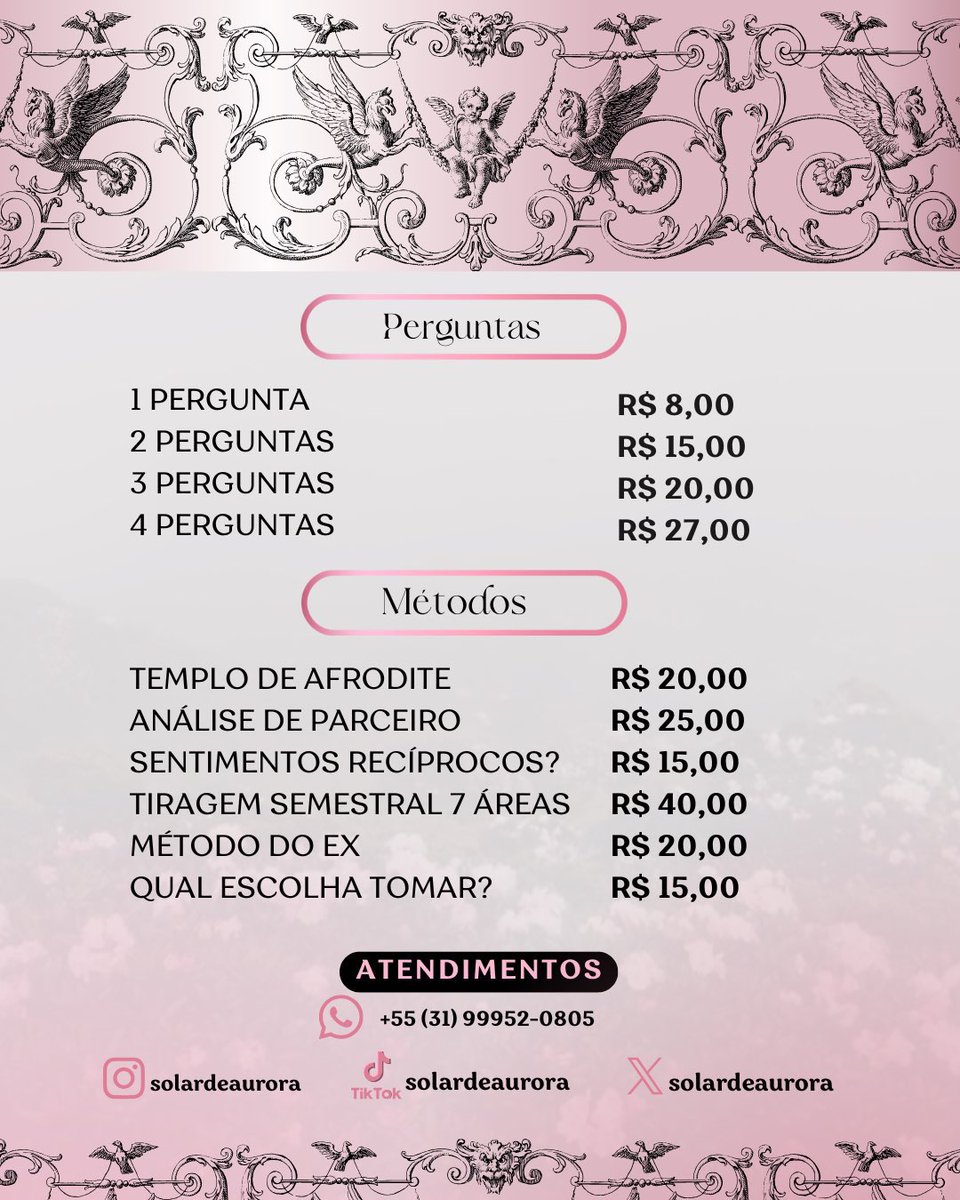 solardeaurora's tweet photo. olá amores mesa aberta para atendimentos !! 

✨ contato: https://t.co/NmnRY7RWIf

🪷tags: baralho cigano, cartomante, tarot, preço acessível, mesa aberta,cartomancia, bruxa, taróloga, baralho lenormand, templo de afrodite, tiragem amorosa, previsão, lenormand https://t.co/D0EZav22b9