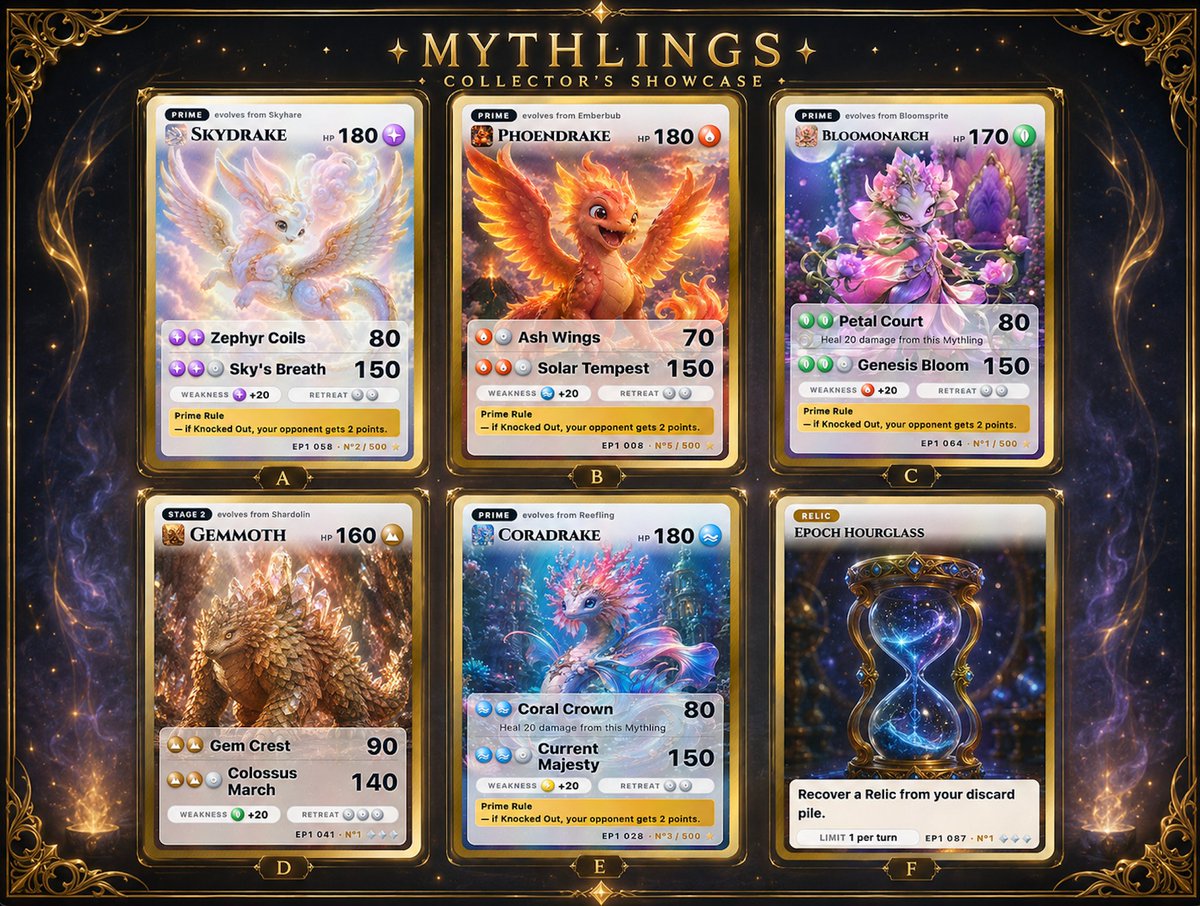 AtolliaTCG's tweet photo. Six elemental types — Tide, Ember, Verdant, Aether, Terra, Prism.
Five rarities — all the way up to the shimmering Genesis.

Which Mythling will you chase first?

Fully on-chain on Sui. Free to play on testnet.
https://t.co/ZovRhzUppG https://t.co/fXedmOsG1d