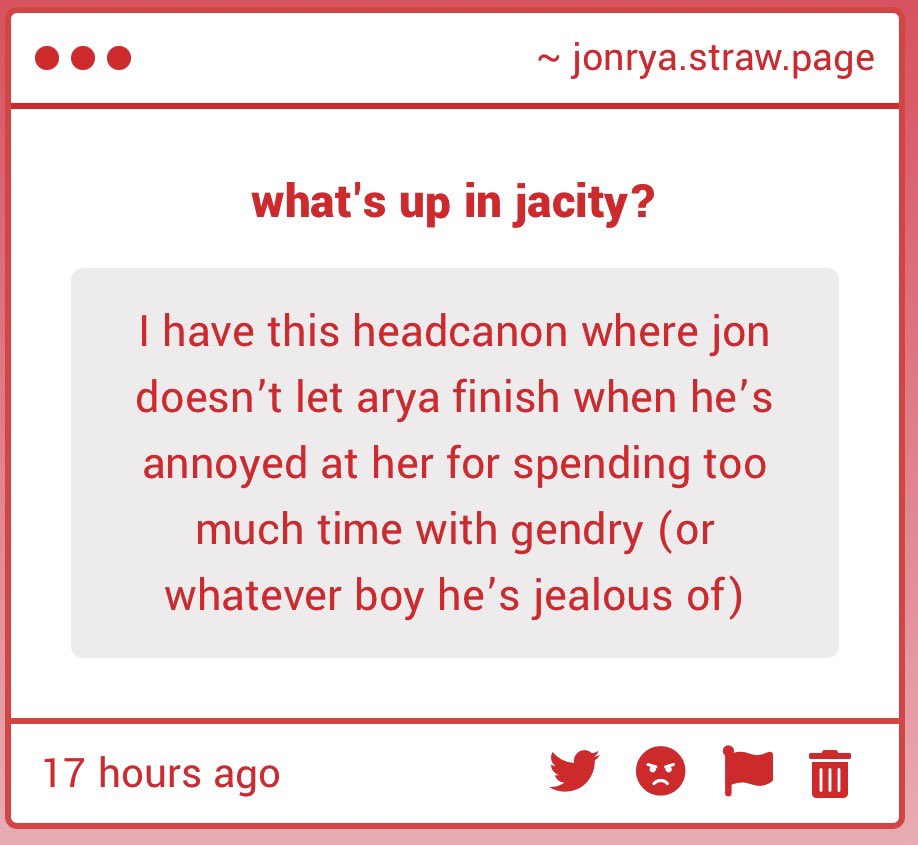 aryandjon's tweet photo. mean jon 🚬 and then bratty arya bc he won’t let her finish is so yummy to me her crying and he just reminds her that she was too close with gendry (she wasn’t) he’s just obsessive 

you should read this fic it’s some of my favorite ja dynamics ever https://t.co/h6KN8FzxM2 https://t.co/x4C6qLx7h9