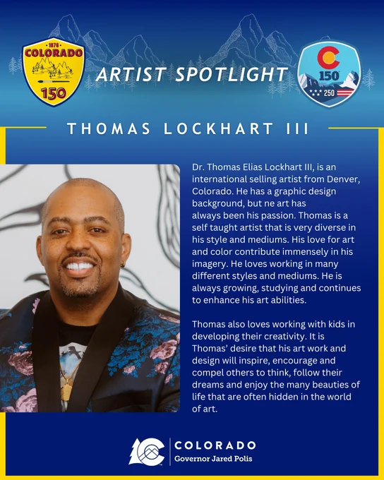 Portrait of Dr. Thomas Lockhart III, a Denver-based self-taught artist known for diverse styles and passion for color and art education.