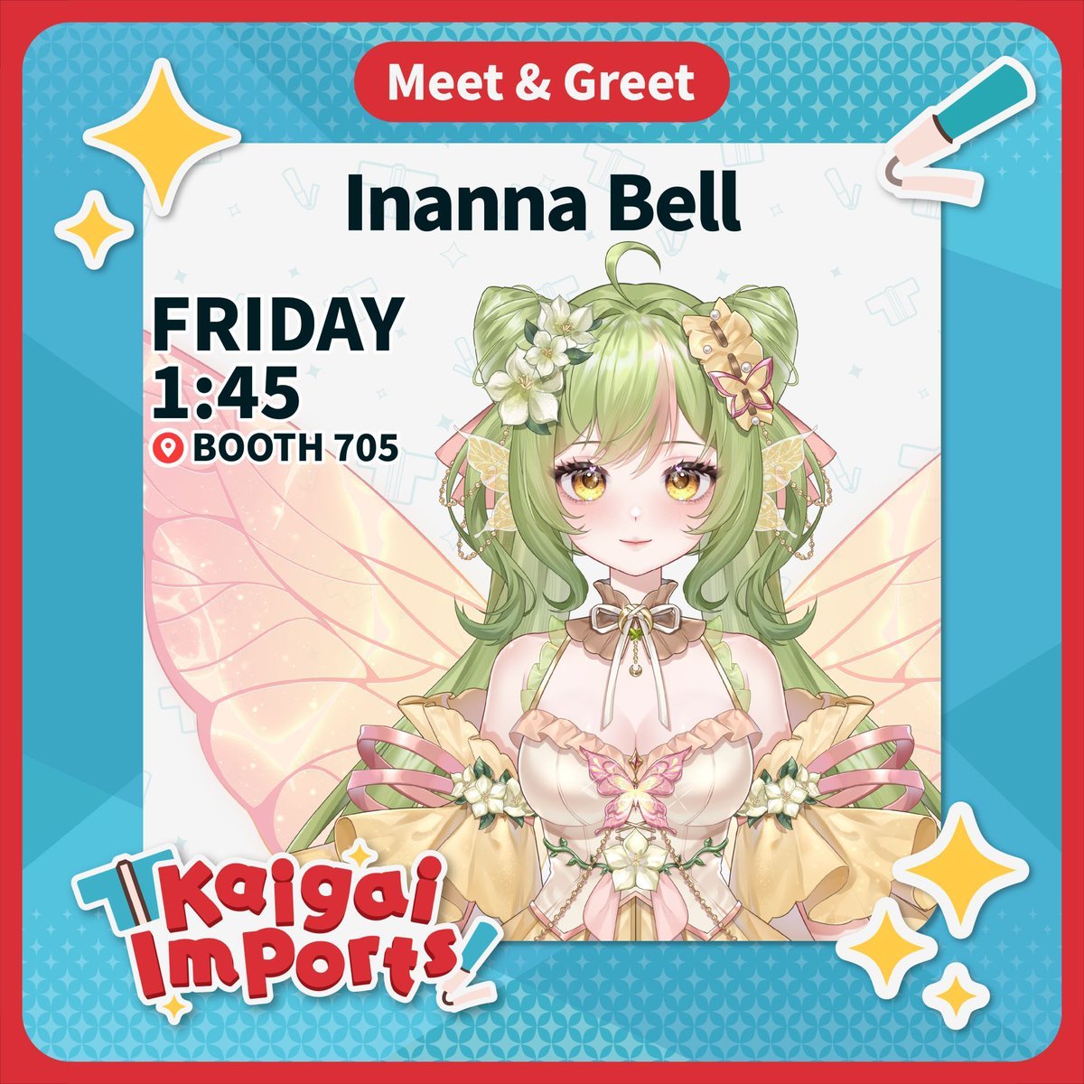 Kaigai_Imports's tweet photo. [GUEST ANNOUNCEMENT]

A little fairy idol adding a pinch of magic to our booth at #OffkaiExpoGen5 !

Come catch @InannaBellVT at the Kaigai Imports booth on Friday @ 1:45 PM to get your daily dose of pixie dust ^o^ https://t.co/Fkll7cuxSA