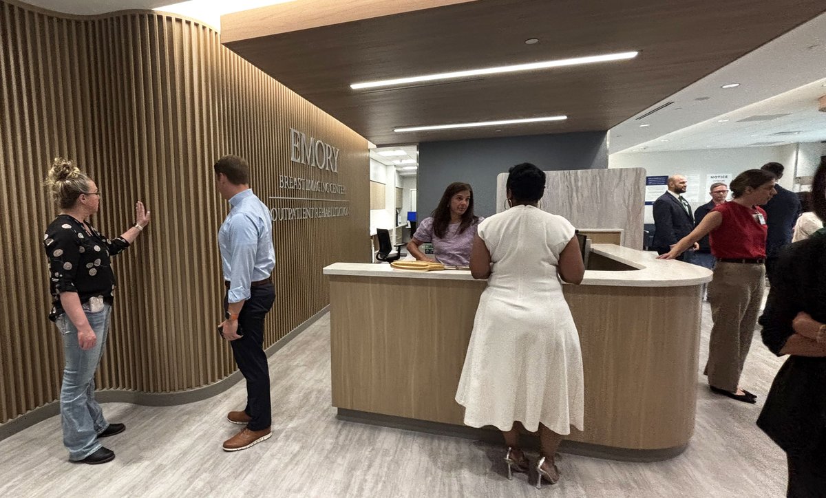 DPRConstruction's tweet photo. #EmoryHealthcare hosted a ribbon-cutting ceremony for the new Breast Imaging Center and Outpatient Rehabilitation Relocation project. Designed with patient comfort in mind, the space features mammography, ultrasound and consultation rooms, including a rehab gym and more. https://t.co/evNJU0Irzd