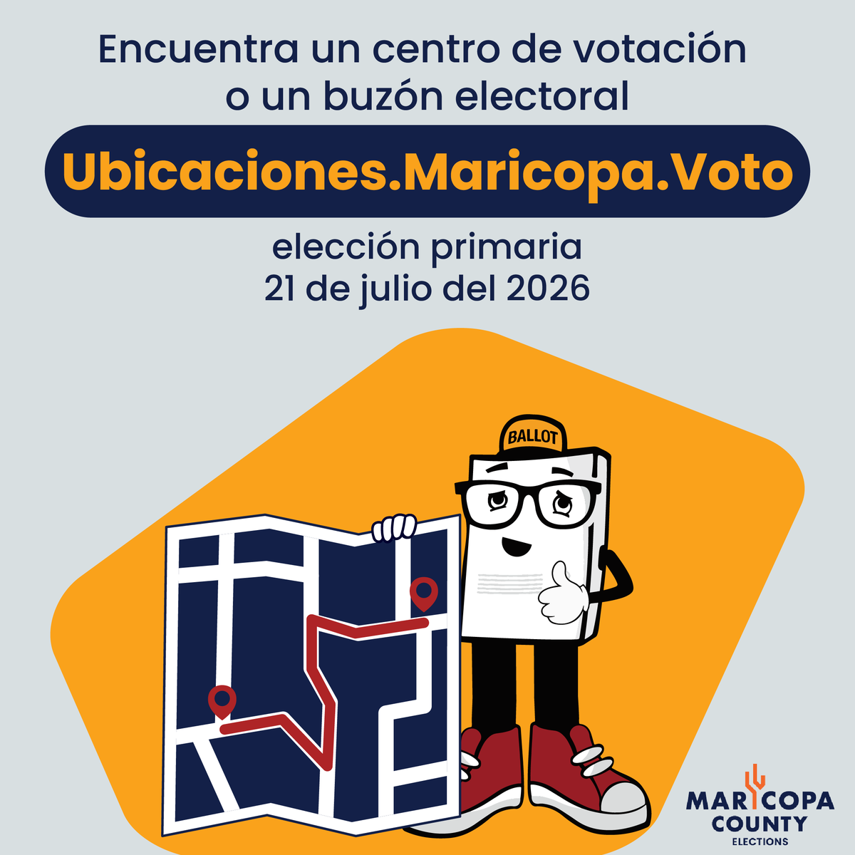 MaricopaVote's tweet photo. Make a plan before you vote! Visit https://t.co/W3MsThK5Va to find your nearest Vote Center, check wait times, and hours of operation.

¡Haz un plan antes de votar! Visita https://t.co/JexJ4D5R5H para encontrar tu Centro de Votación más cercano, consultar los tiempos de espera en vivo y los horarios de atención.