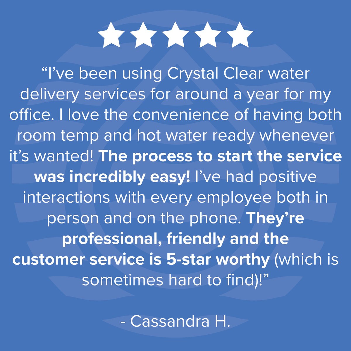 CrystalClearBW's tweet photo. We love kicking off the weekend with #FiveStarFriday. Thank you to our wonderful customers for great reviews like this one! Let us know if you want help getting started with water delivery. We are happy to walk you through the process - at your pace. https://t.co/Q3LhUZr1fe